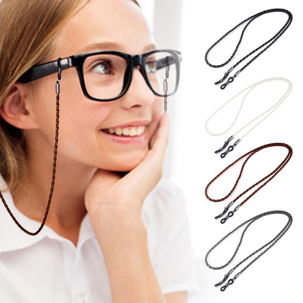 Sunglass Retainer Cord - 女性サングラスチェーン PU ツイストレザーロープチェーンスポーツアクセサリー読書ノンスリップ眼鏡メガネマルチカラー屋外 R9F4
