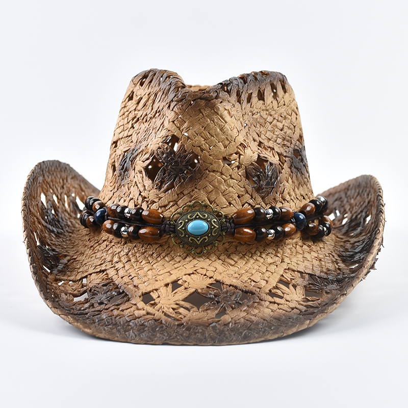 パナマソフト手作りカウボーイ麦わら帽子夏男性女性中空ビーチ帽 - Bucket Hat Straw のレビューと価格