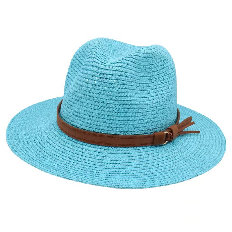春と夏のパナマハット、黄色のベルトアクセサリー付き麦わら帽子 - Bucket Hat Straw のレビューと価格