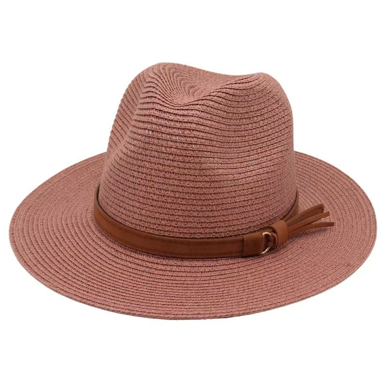 春と夏のパナマハット、黄色のベルトアクセサリー付き麦わら帽子 - Bucket Hat Straw のレビューと価格