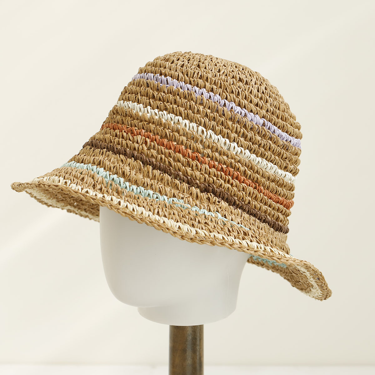 2026年新作 Y2K風 手作り 高品質 カラフルストライプ - Bucket Hat Straw のレビューと価格