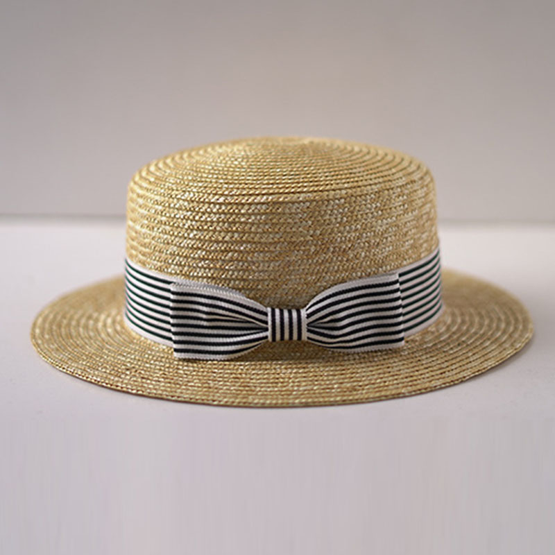 つばの広い自由奔放に生きる帽子,フラットトップ,ストライプリ - Bucket Hat Straw のレビューと価格